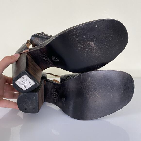 Bed Stu Olena Peep Toe Chunky Heel Zippered Sandals Size 10 Boho Western - Picture 6 of 9